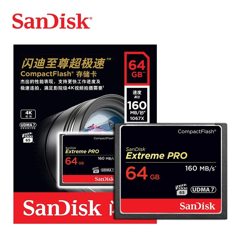 Sandisk Extreme Pro CF карта 32 Гб 64 128 Высокая скорость 160 МБ/с./с Compactflash памяти для богатых 4K
