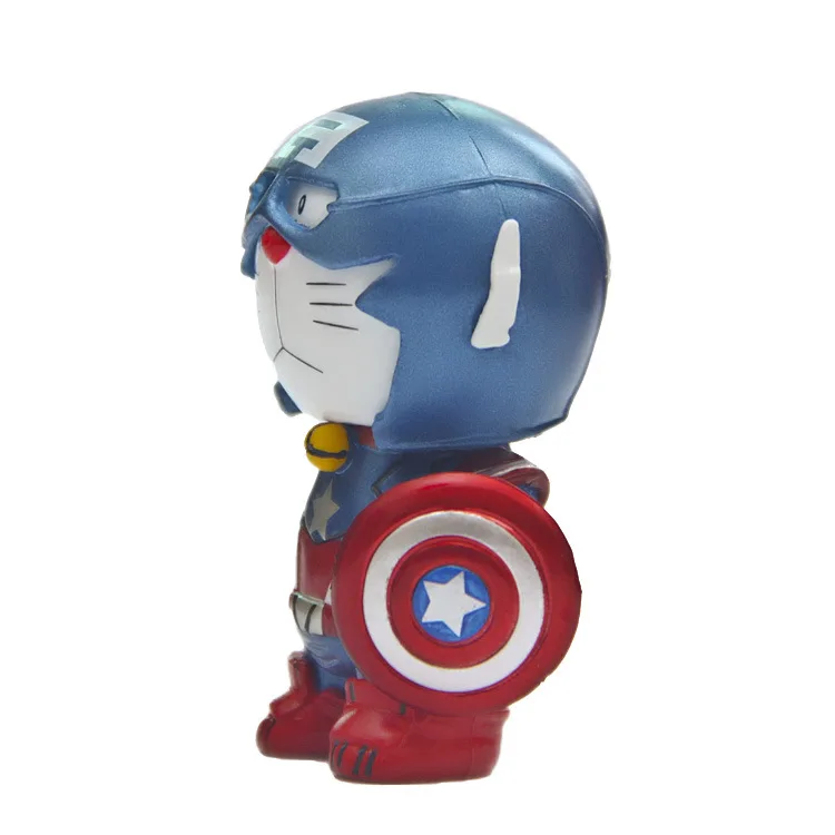 Фигурка Marvel Captain America cos Doraemon 6 5 см ПВХ анимация подарки мультяшная коллекция