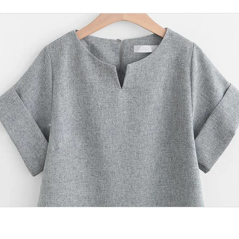 Women Summer Casual Cotton Linen V-neck short sleeve tops + shorts two piece set Female Office Suit Set Women's Costumes |