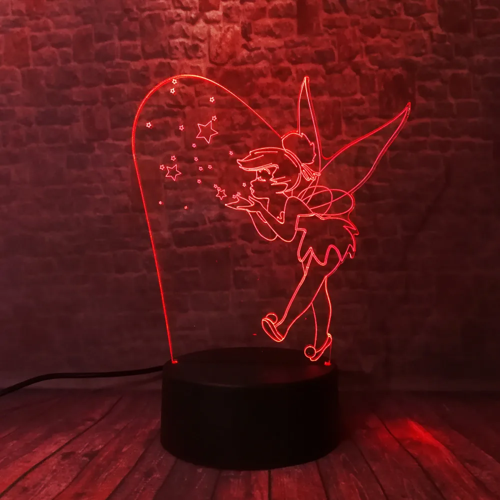 Мультфильм 3D редкий Питер Пэн фея Динь Белл Снежинка принцесса 7 цветов изменить