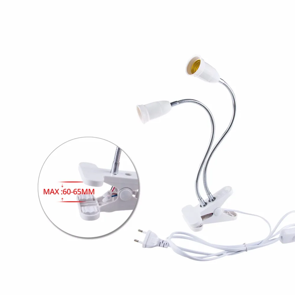 Цоколь лампы AmmToo E27 гибкий зажим переключатель LED настольная книга держатель