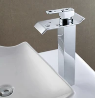 chrome finish waterfall faucet bathroom basin mixer tap with hot and cold water deck mounted free shipping