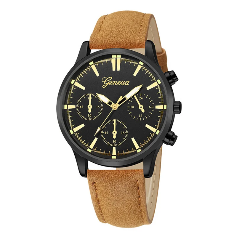 Женева Модный Топ бренд класса люкс деловые мужские наручные кварцевые часы с