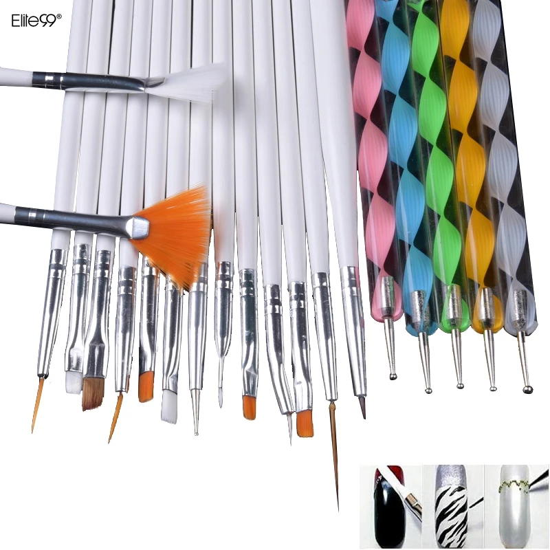 Elite99 20 шт./лот кисти для ногтей нанесение пунктира кисточка Nail Art Инструменты