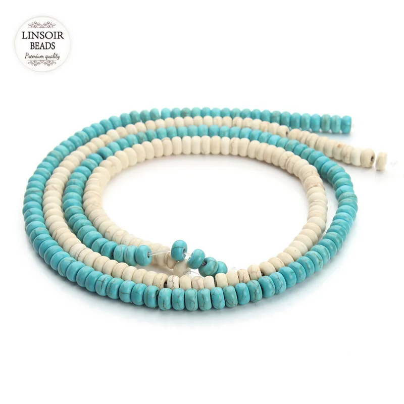 Бусины из натурального камня Linsoir Beads синие/белые 3*6 мм 100 шт