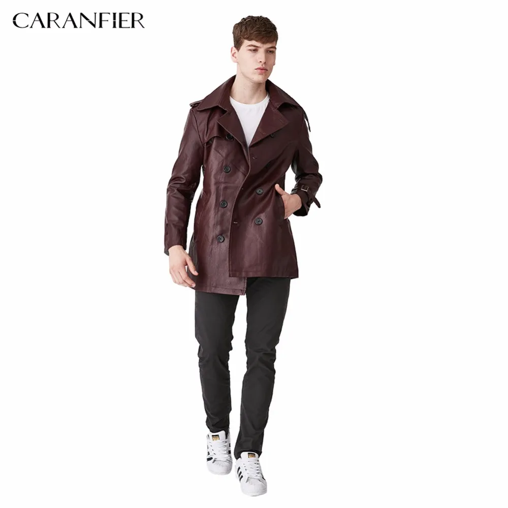 CARANFIER классические модные Для мужчин длинный плащ пальто куртка мотоцикла Винтаж