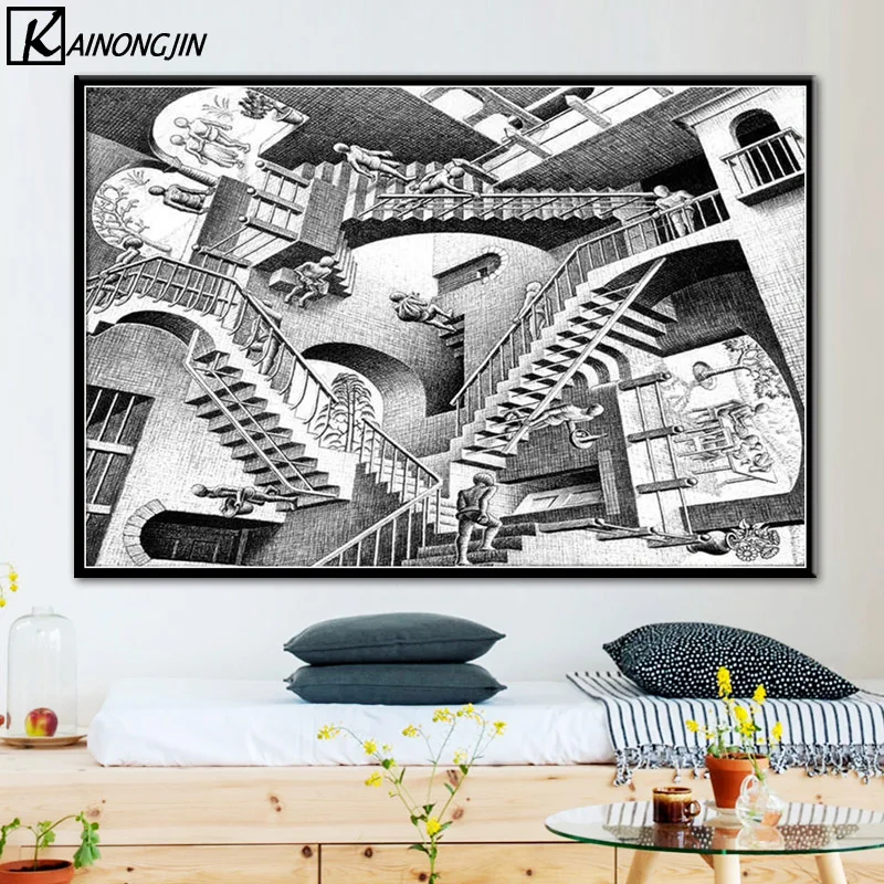 Плакат Escher Surreal геометрические плакаты и принты Холст Живопись стены Искусство картина для гостиной украшение дома