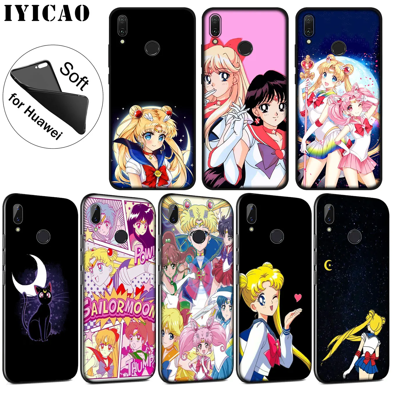 Мягкий чехол IYICAO Sailor Moon Mercury для Huawei P30 P20 Pro P10 P9 P8 Lite Mini 2017 2016 2015 P smart Z 2019 |