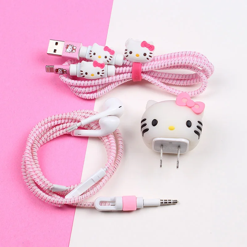 Хороший подарок милый мультяшный USB кабель защита для наушников набор с намоткой