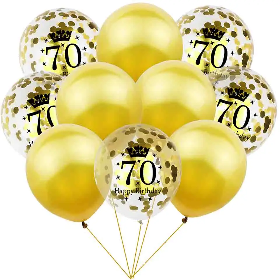 Amawill 70th день рождения комплект украшений для вечеринки с днем рождения баннер золотой черный шар идеальный 70 лет вечерние принадлежности 75D - Цвет: 10pcs balloon