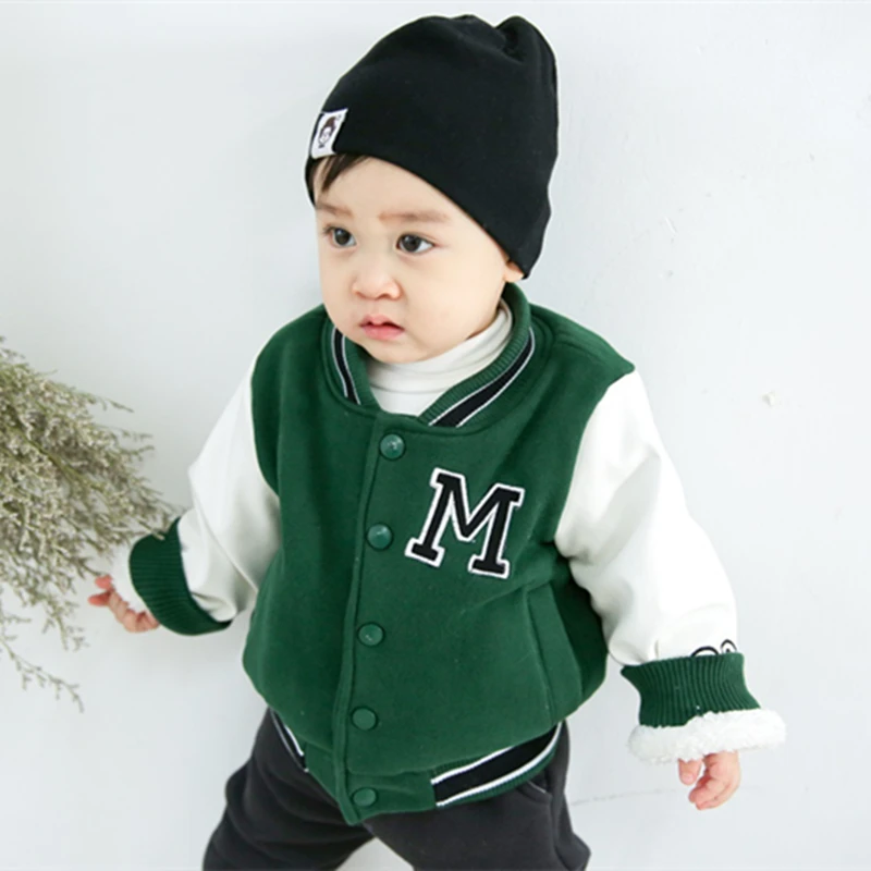SFC-275 Sengfei Active New Children Baby Boys Outerwear Winter Button Baseball Uniform Plus Velvet Coat |