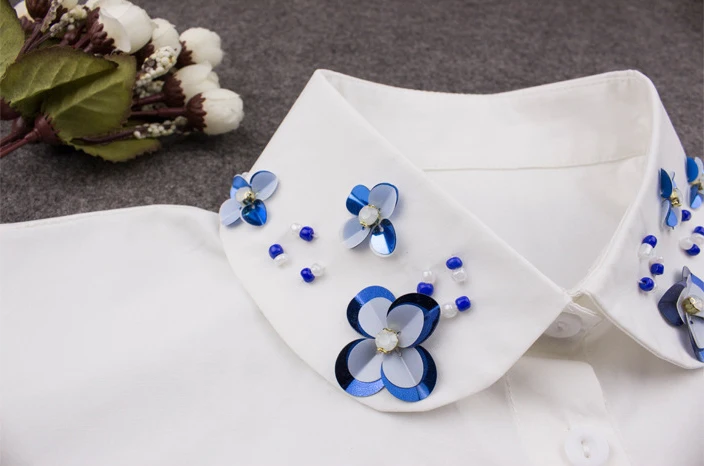 Модная новинка Женская белая хлопковая рубашка поддельный ложный воротник