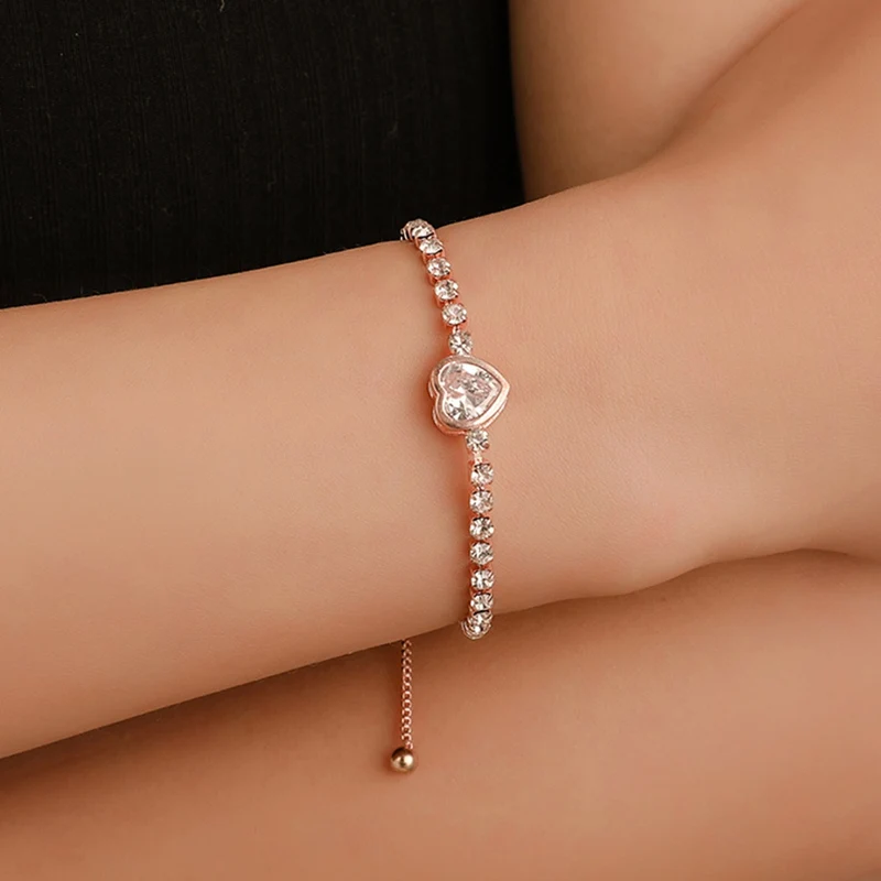 Zircon Tennis Chain Bracelet Men's Hip hop Jewelry Copper Material Gold Silver Rose Color Box Clasp Link | Украшения и