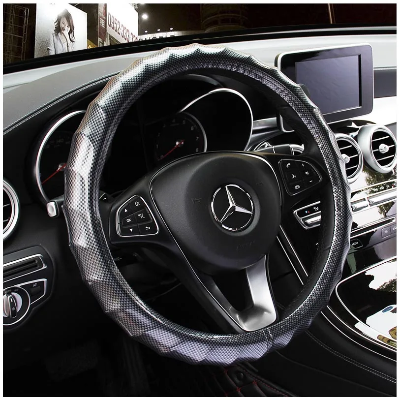 

Car Steering Wheel Cover Leather 38cm Auo Sport wheel cover Universal Steering Cover for Interior Accessories
