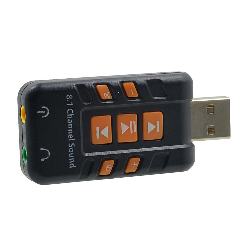 TISHRIC звуковая карта USB 2,0 Внешний аудио адаптер USB до 3,5 мм Jack Amplifer стерео 8,1 Virtual для Mac/Windows/XP/Vista/Linux