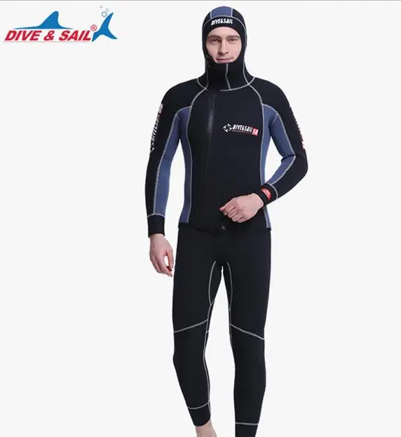 Dive& Sail 5 мм гидрокостюм для мужчин с капюшоном неопрен Дайвинг костюм для дайвинга подводная одежда 2 шт. снаряжение для дайвинга для мужчин t