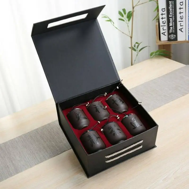 Brown Ceramics Tea Caddies Kung Fu Set Jars Vintage Seal Caddy Packing Box Pot for Home or Office Teaware Accessories | Дом и сад