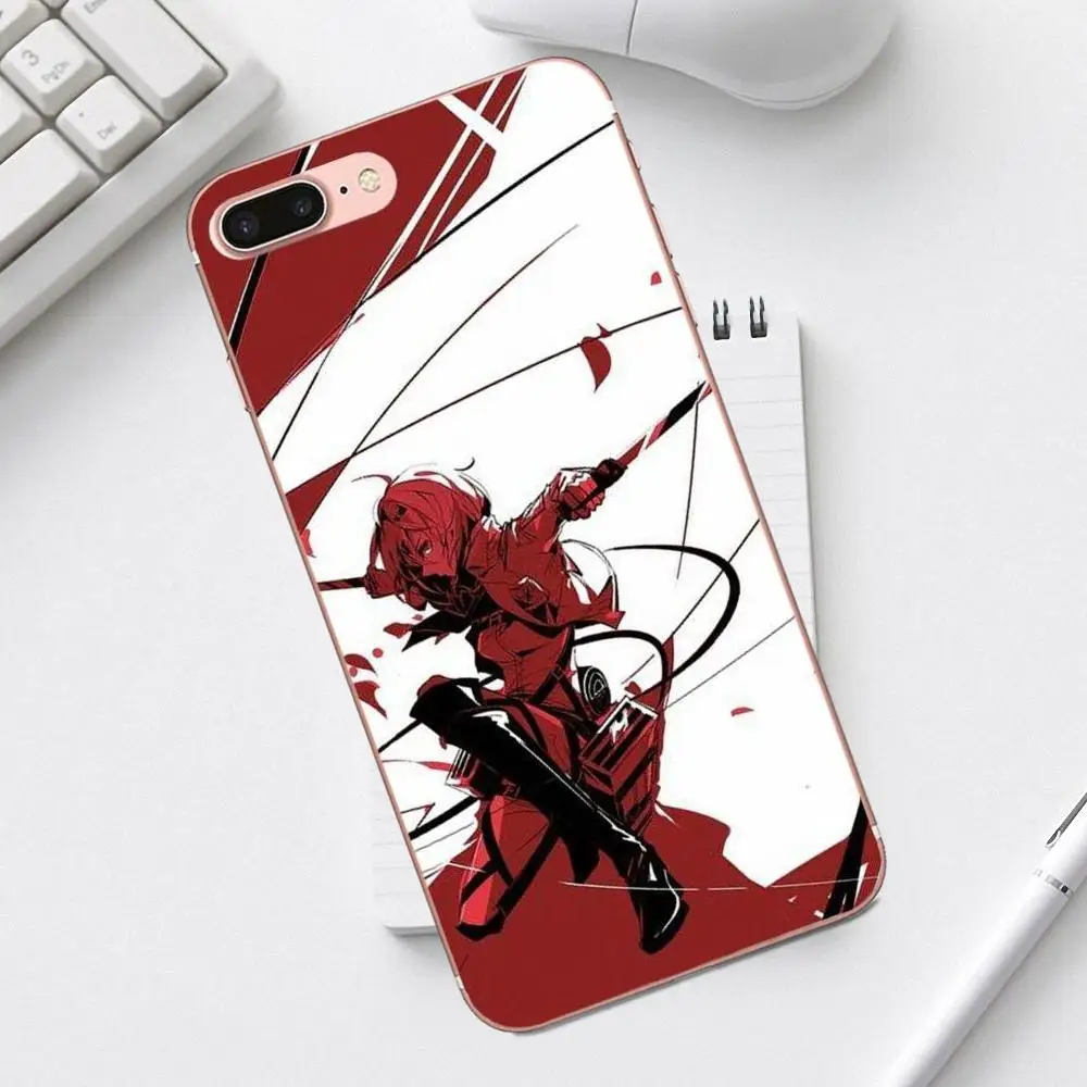 Чехлы из ТПУ для iPhone 4 4S 5 5C SE 6 6S 7 8 Plus X XS Max XR Galaxy A3 A5 J1 J3 J5 J7 2017 атака на титанов Mikasa