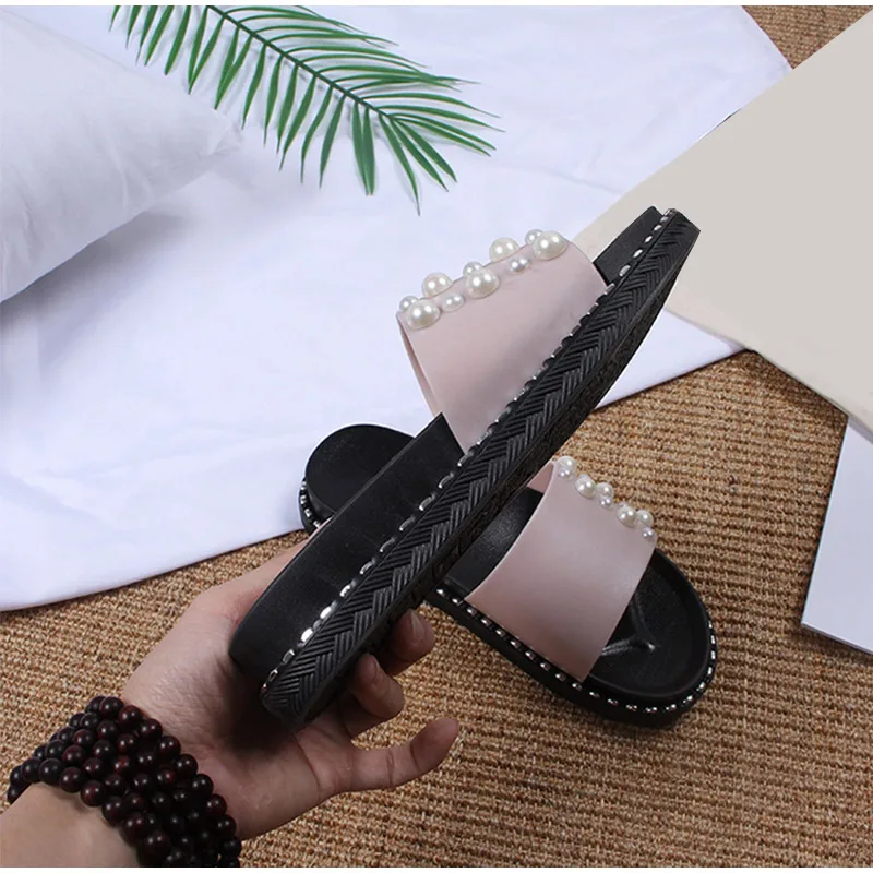 HEEGRAND летнее Для женщин жемчуг тапочки с плоской подошвой женские туфли лодочки