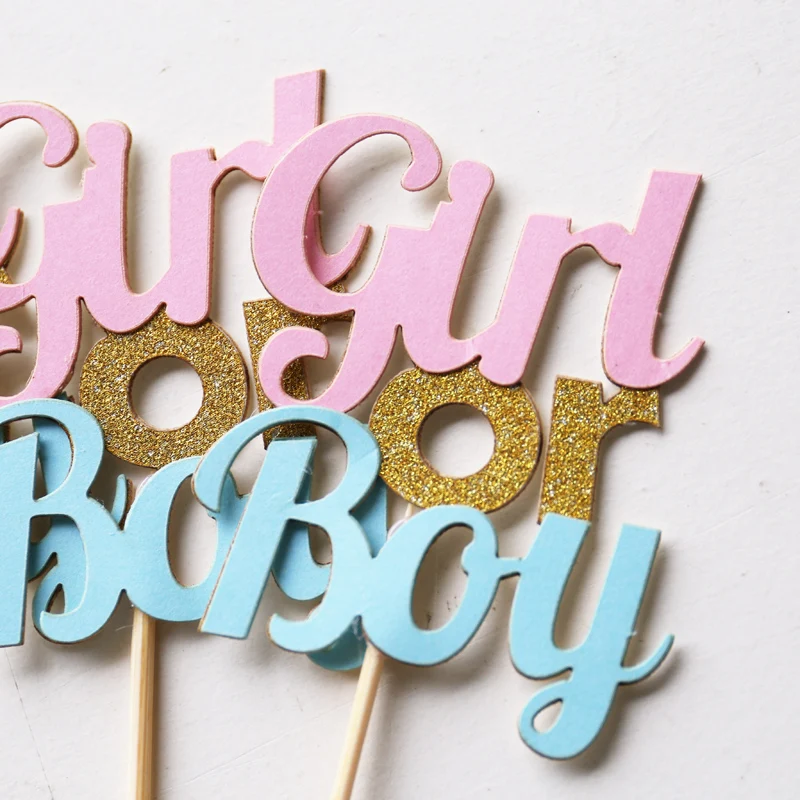 Топпер для капкейков розовый или синий набор из 24 золотых блестящих вечерние