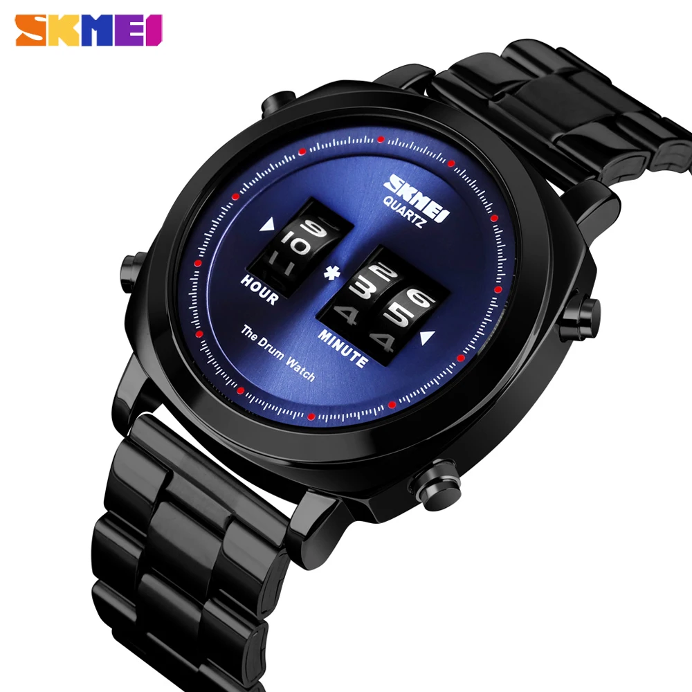 

SKMEI Brand Luxury Stainless Steel Male Wristwatches Fashion Sports Waterproof Creative Quartz Mens Watches Relogio Masculino