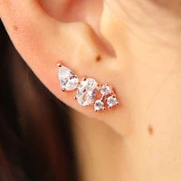 rose gold color crystal zirconia cz stud earrings for women 2018 bijoux love wedding earring statement brinco bijouterie