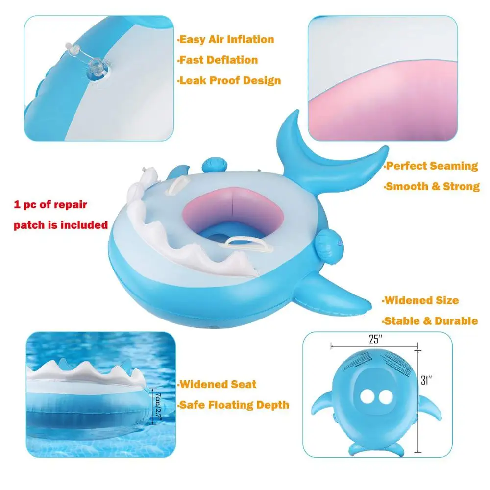 Детский поплавок для бассейна под крокодила плавающий с навесом надувное кольцо