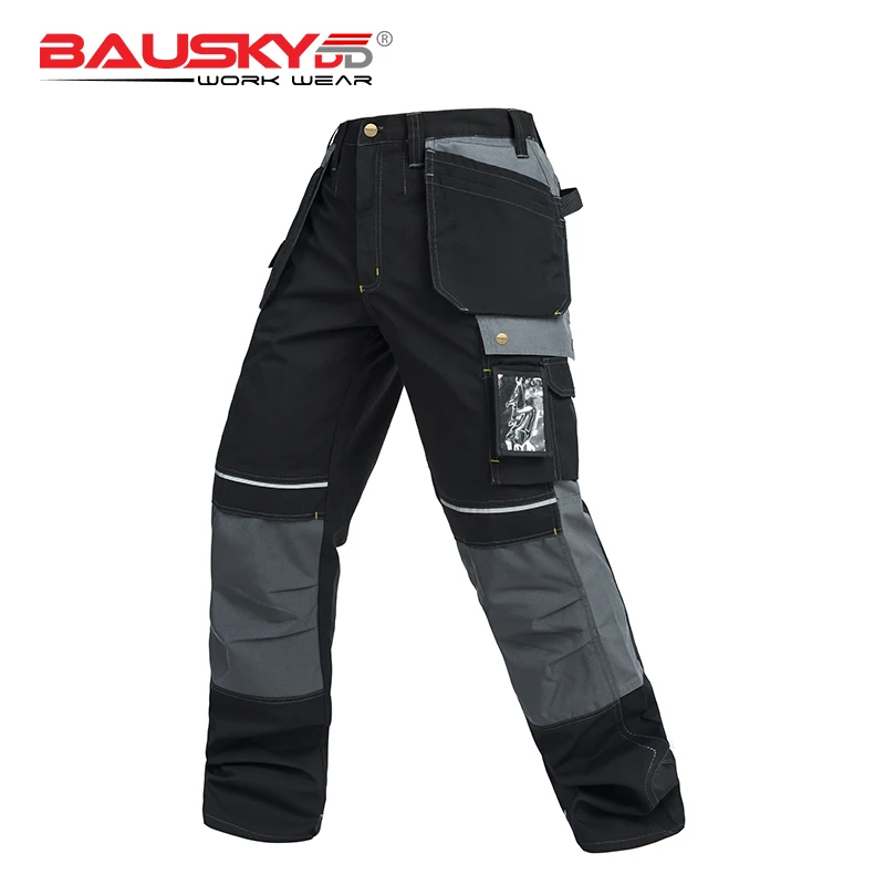 Мужские длинные брюки с несколькими карманами ремонтник черные для работы