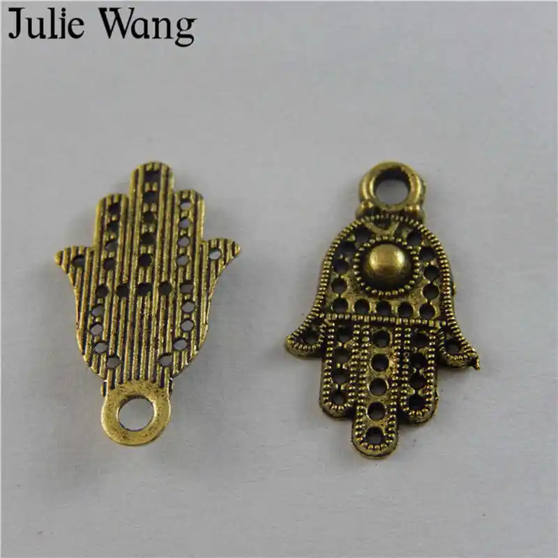 Julie Wang 30 шт винтажные античные бронзовые полые ручные пальмовые подвески