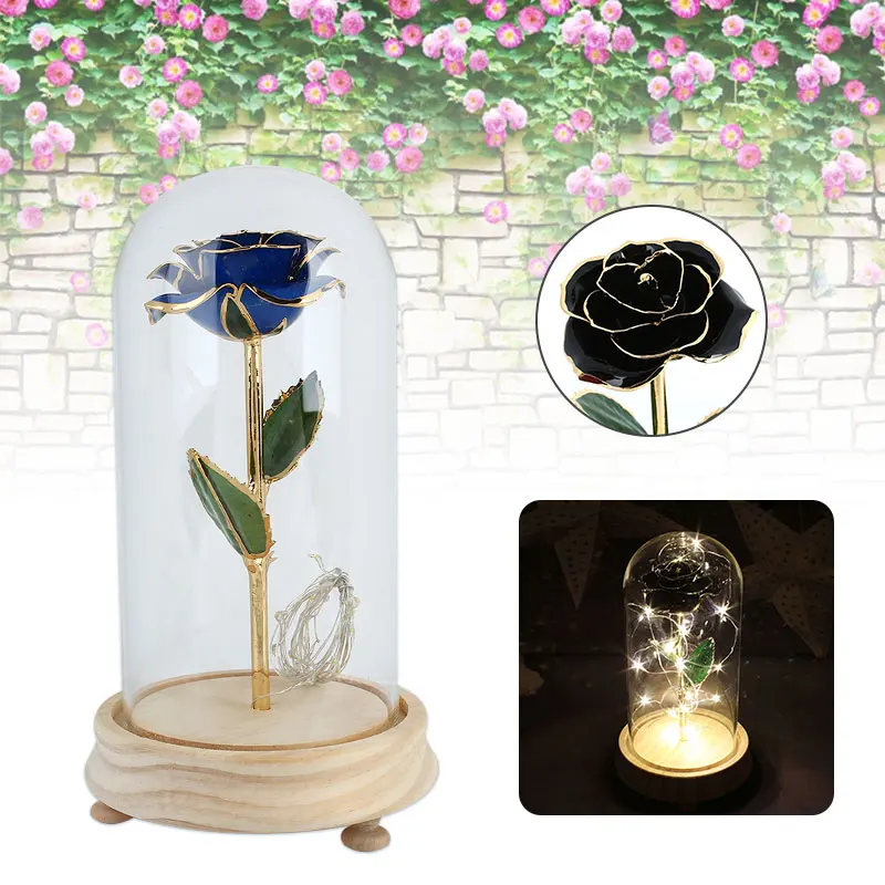 Forever Rose Flower сохраненные свежими цветами светодиодный розовое стекло крышка