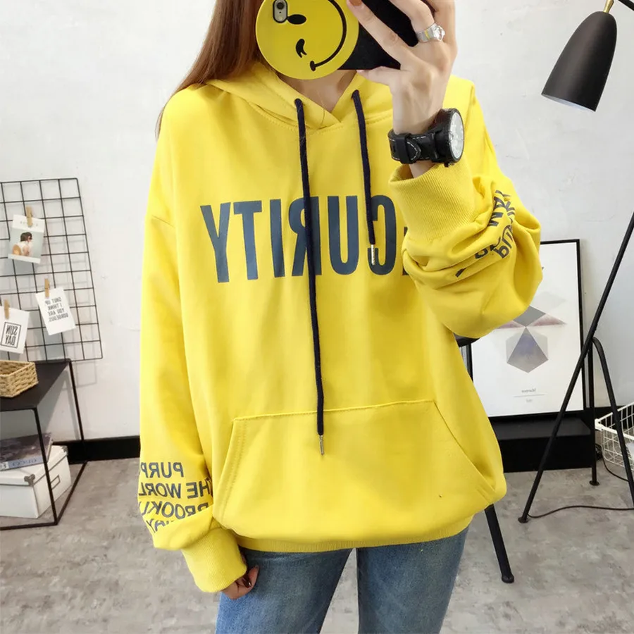 Women Hoodies Sweatshirts Long Sleeve 2017 Autumn Winter Hooded Pullover Hoodie Patchwork Letters Print Coat Ladies Casual Tops |