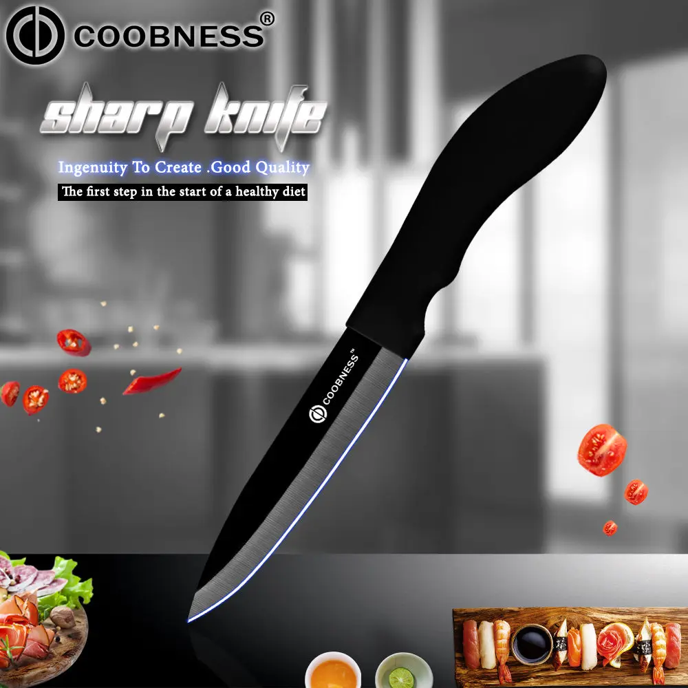 4 inch COOBNESS Керамические ножи Аксессуары для приготовления пищи одно черное лезвие кухонный нож 3 4 5 6 дюймов фрукты утилита нарезки шеф-повара нож подарок - Цвет: 4 inch
