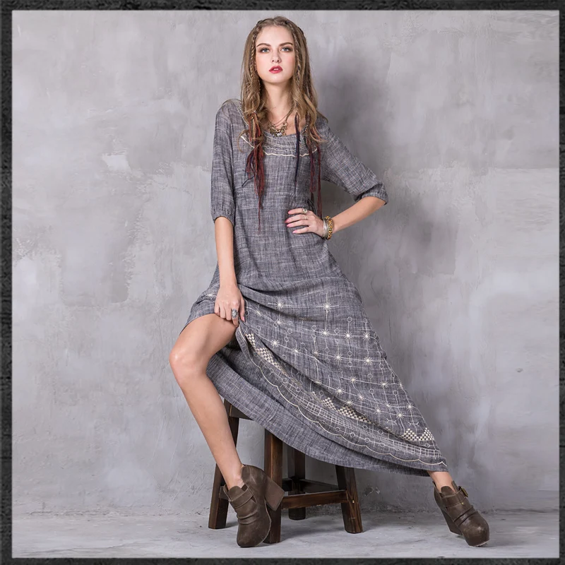 Jxdinoy 2018 Лето Boho новый хлопок белье вышивка платье красивая Фонари с круглым