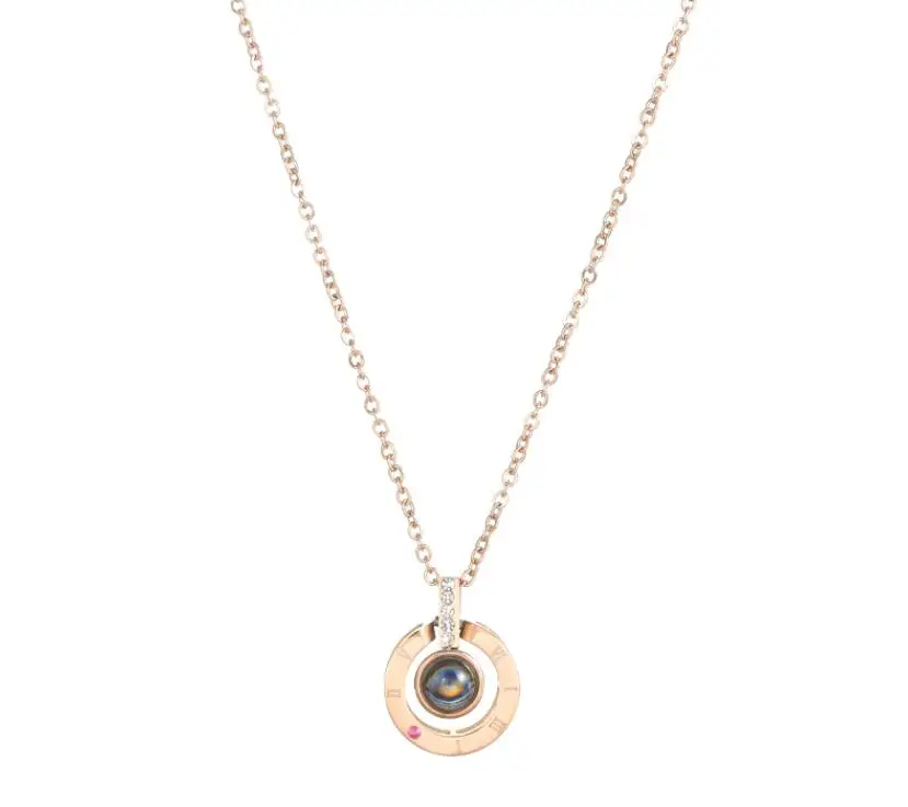 

New Arrival Inner Circle White Shell And Black Enamel Roman Numerals Pendant Necklace Stainless Steel Rose Gold Woman Necklace