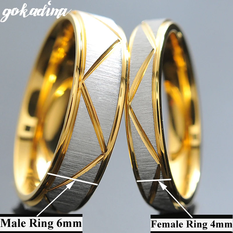 Кольца Gokadima на годовщину для мужчин и женщин парные кольца золотого цвета из
