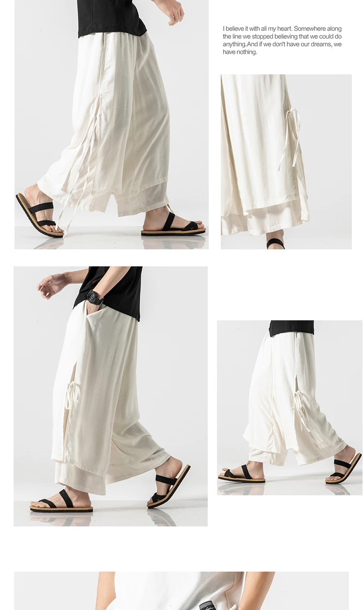 Sinicism Store, мужские широкие брюки, летняя одежда, хлопок, лен, свободные, мужской ханьфу, китайский стиль, мужские длинные штаны, 3XL