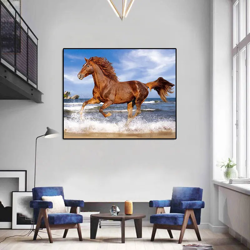 YIKELA 5d diy full square drill diamond painting embroidery galloping horse Cross Stitch Rhinestone mosaic home decor gift | Дом и сад