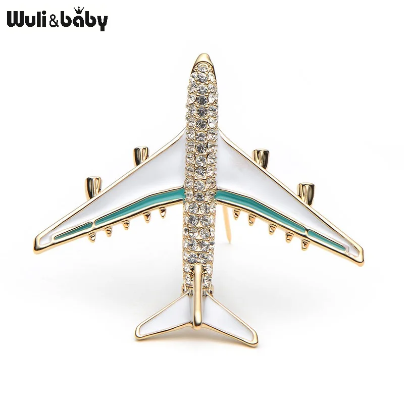 

Wuli&Baby Alloy Airplane Brooch Pins Rhinestone Red Plane Luxury Brand Brooches For Women Quality Gift Aircraft Scarf Buckle