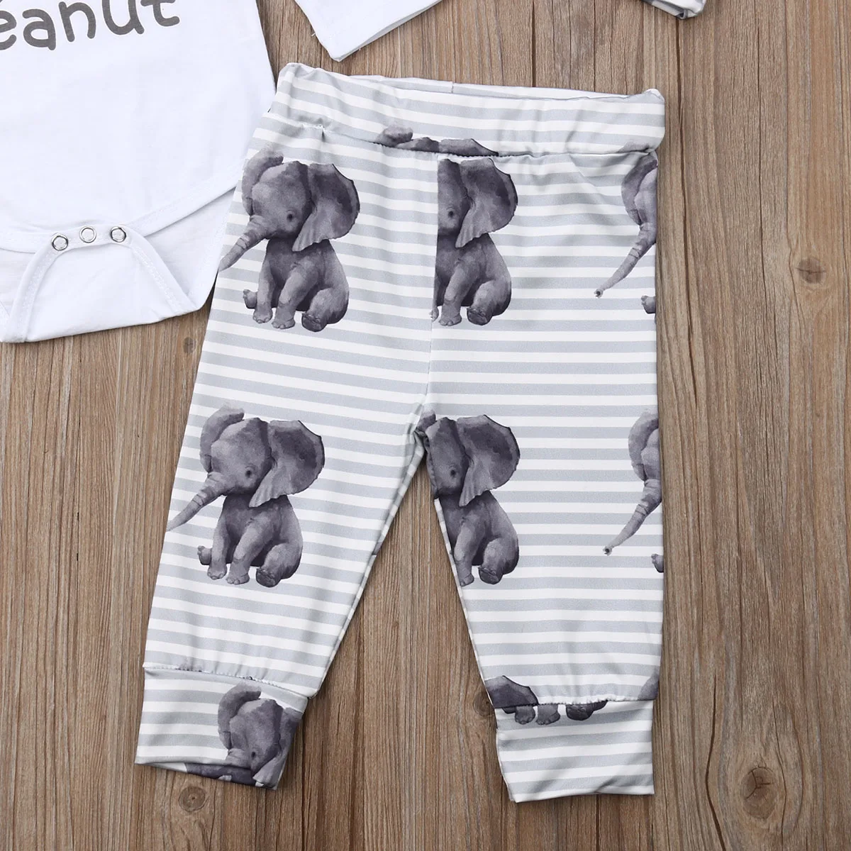 2019 Baby Spring Autumn Clothing Newborn Infant Kid Girl Boy Cartoon Elephant Long Sleeve Romper Tops+Pants Hats 3pcs Sets | Детская
