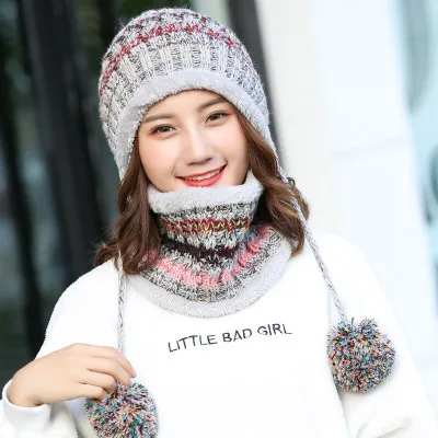 Шапка женская зимняя вязаная шапка осень зима утолщение с флисом для сохранения