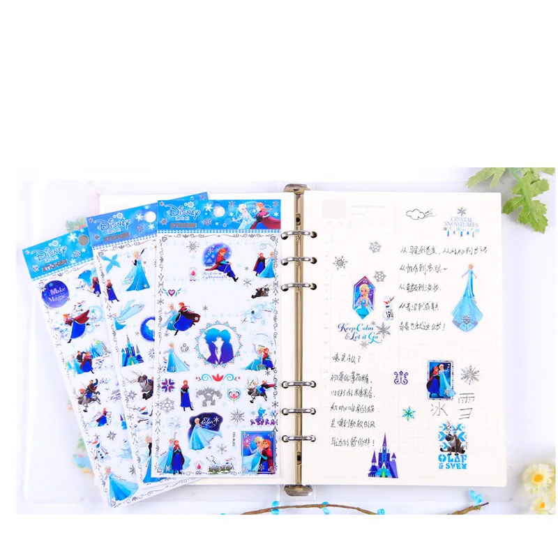 8 листов / комплект Disney Frozen elsa и Anna Princess скрапбукинг для детских комнат декор дневник украшения ноутбука игрушки 3D наклейки