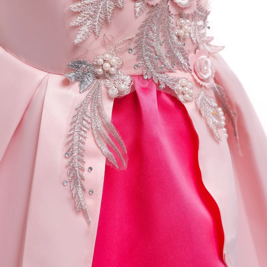 Flower Girl Wedding Party Bridesmaid Petal Embroidery Tail Dress Banquet Show Ball Performance vestido | Свадьбы и торжества