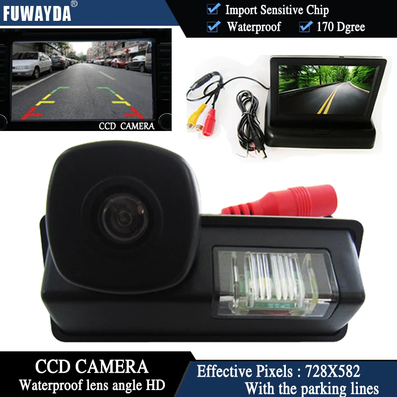 

FUWAYDA Color CCD Chip Car RearView Camera for Nissan Maxima Cefiro Teana Paladin Tiida Sylphy+4.3 Inch foldable LCD TFT Monitor