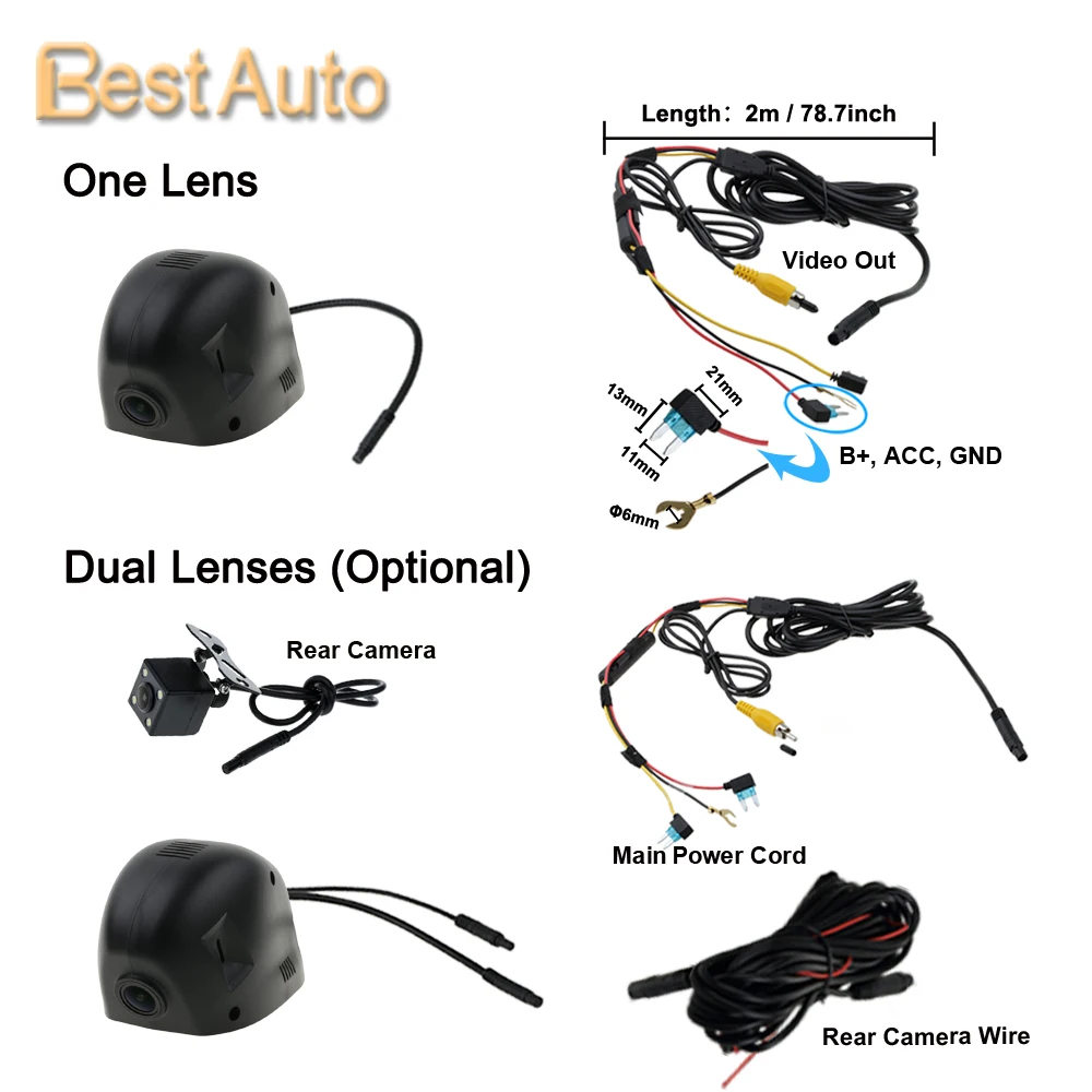 1920*1080P Автомобильный видеорегистратор с Wi-Fi и управлением через приложение для