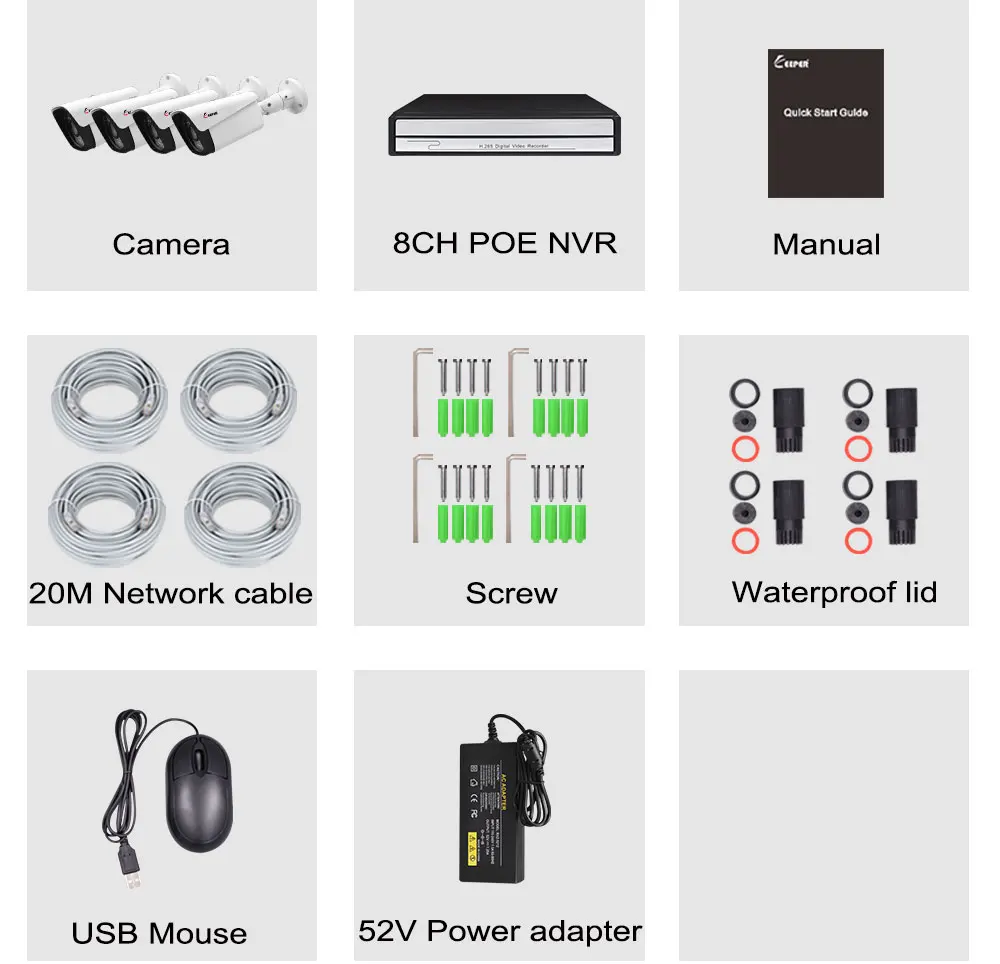 Фиолетовый Хранитель H.265 8CH 1080P HDMI POE NVR комплект CCTV система безопасности 2MP ИК наружная с 8 шт IP POE камера P2P комплект видеонаблюдения - Цвет: Фиолетовый