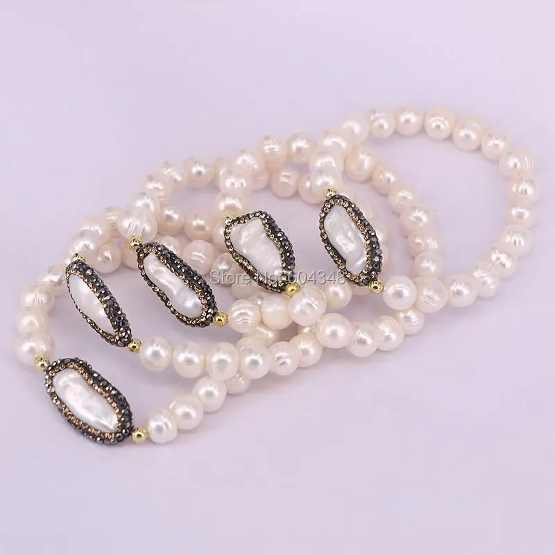Браслеты из бусин и натурального пресноводного жемчуга 5 нитей|bracelets for|stretch bracelets