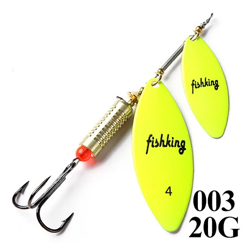 FISHKING 1PCS20g ложка приманка с крючком жесткая металлическая приманка для рыболовного крючка Спиннер двойная ложка рыболовные принадлежности PESCA снасти - Цвет: 003