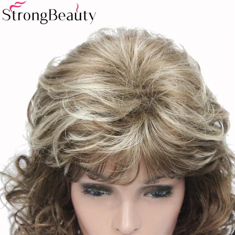 StrongBeauty длинные вьющиеся бордовые парики женские синтетические светлые волосы