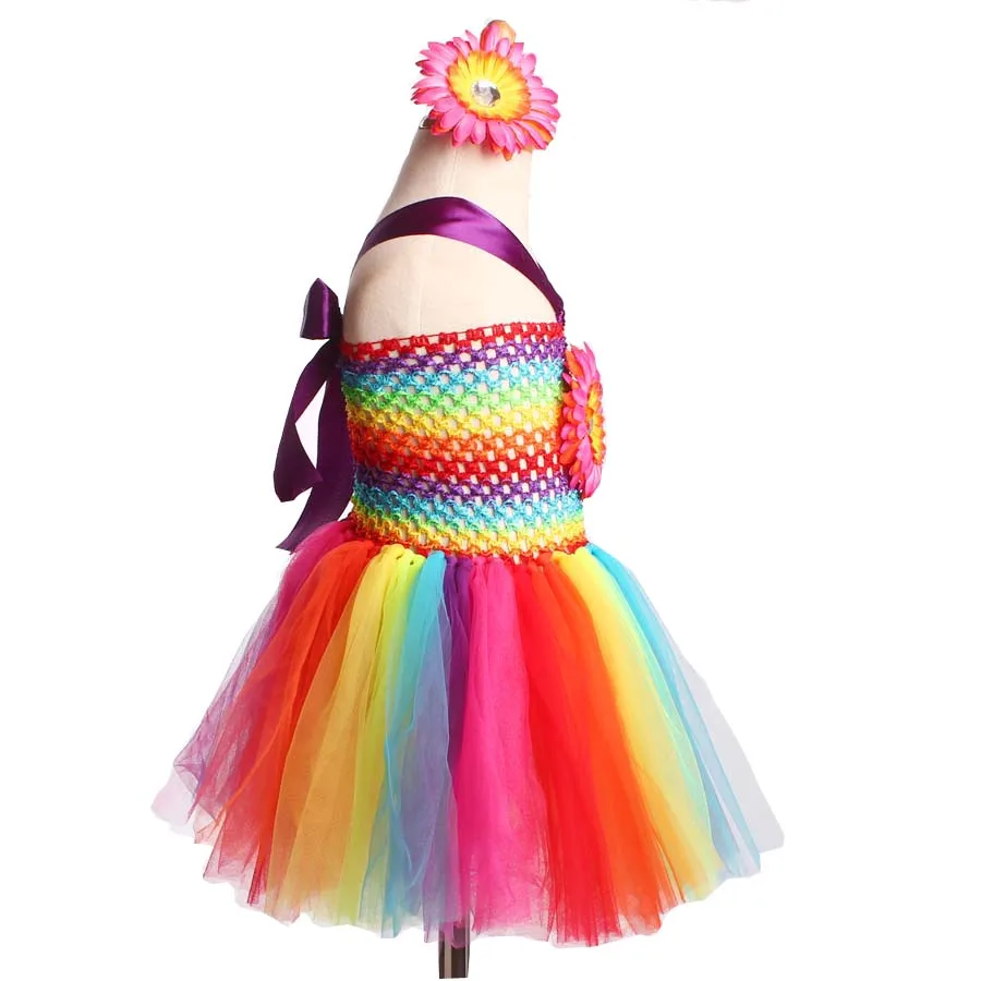 Ksummeree Rainbow Bright Fun Fluffy Tutu Dress Girls Summer Baby Birthday Party Halloween Christmas Costume TS126 | Детская одежда и
