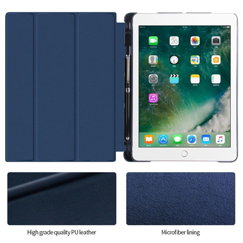 Чехол для Apple ipad 9 7 2017 2018 с держателем карандашом чехол iPad 5 6 Air 1 2 Новый планшета USB